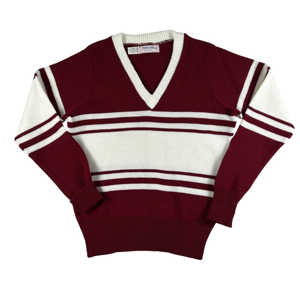 Vintage Youthlines By Di Rosa Sweater Small Red White Stripe Knit Pullover 70s